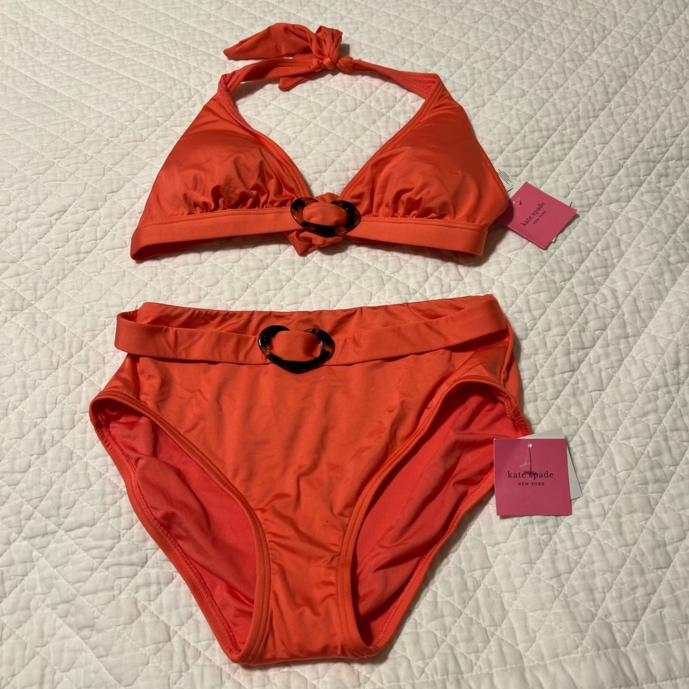 NEW Kate Spade New York Tortoise Heart Detail Bikini Set - Lychee